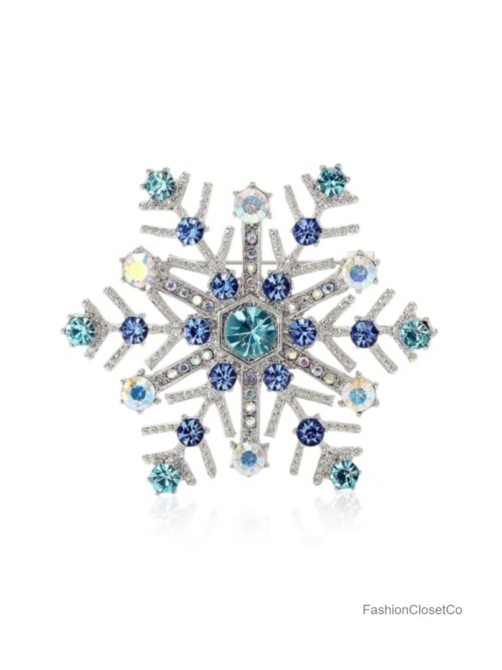 Rhinestone Snowflake Brooch Pin Crystal Winter Ice Flower Chic Xmas Holiday